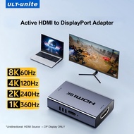 Active HDMI to DP Adapter, 8K 60Hz 4K 144Hz 1080P 360Hz, USB-C Powered, G-Sync VRR, for PS5 Xbox PC 