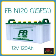 FB N120 (115F51) แบตเตอรี่รถยนต์ 120Ah แบตรถบรรทุก รถบัส รถทัวร์ เรือ โซล่าเซลล์ เอฟบี แบตเตอรี่