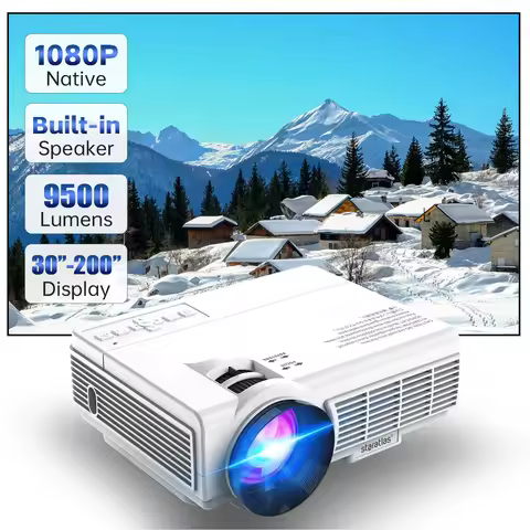 Mini Projector 4K 1080P Support, Portable Projector Smart Projector Outdoor Movie Projector Compatib