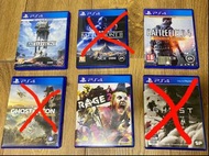 PS4 Game battlefront, battlefront II, battlefield 4, RAGE 2, Ghost Recon wildlands, 對馬戰鬼Ghost of Tsushima