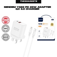 Original SENDEM YG89 UK plug PD25W Dual Ports USB+USB-C Fast Charger