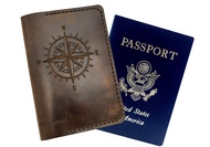 5MOONSUN5's Genuine Full Grain Leather Passport Cover Field Notes Cover Wallet, Gift for Traveler, P