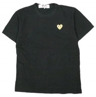 PLAY COMME des GARCONS短袖T卹 - 金色Gold heart刺繡T卹，M碼，黑色，短袖，Filip Pagowski設計，上衣 [二手] [PLAY COMME des GARC