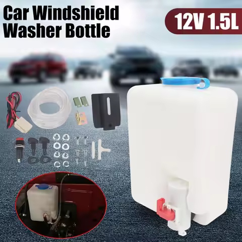 1-2 Set Car Windshield Washer Bottle 12V 1.5L Wiper Systems Reservoir Windscreen Washer Pump Fluid T