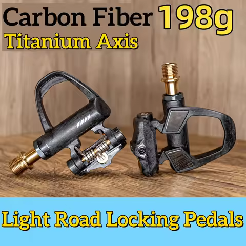 Bicycle Locking Pedals About 189 Grams 94x69MM Carbon Fiber Body Titanium Alloy Axis With Tools Road