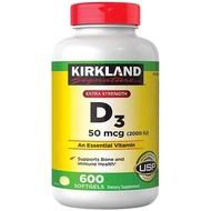 Kirkland Signature Maximum Strength Vitamin D3 2000 I.U. 600 Softgels, Bottle Personal Healthcare / 