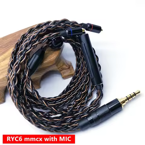 1.2m DIY Replacement Mmcx Cable With MIC 3.5mm Silver plated Upgraded 8 core wire cable For RY4S plu