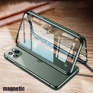 Double Sided Glass Case 360° Metal Magnetic Case For Iphone 16 15 14 13 12 11 Pro Max 16 15 14 Plus