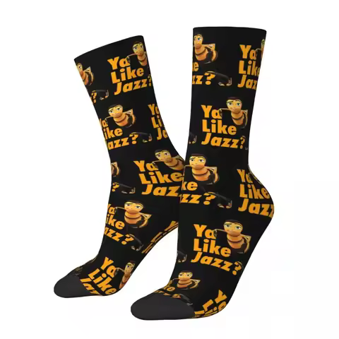 Ya Like Jazz Bee Movie Socks Harajuku Super Soft Stockings All Season Long Socks Accessories for Man