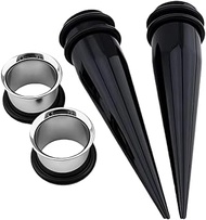 4 Pcs 1g 7mm Stainless Steel Ear Gauge Taper Stretching and Single Flare Plugs Flesh Tunnel Kit with