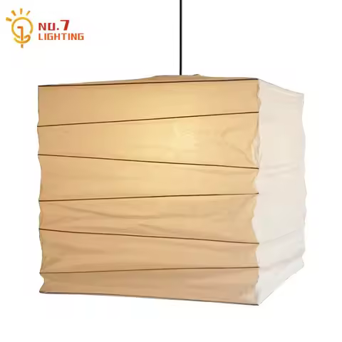 Japanese Wabi-sabi Akari Noguchi Yong Square Pendant Light Medieval Rice Paper Modern Home Decoratio