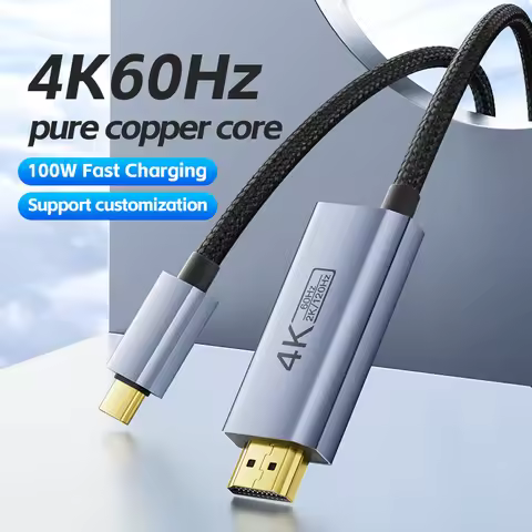 4K USB C to HDMI-compatible Supports 4K@60Hz 2K@120Hz USB C Video Cable with PD 100W Charging for TV