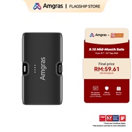 Amgras PowerWorld822 Mini Powerbank 5000mAh Built-in Foldable Type-C Lighning dual Connector & zinc 
