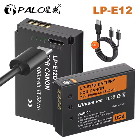 LP-E12 LPE12 LP E12 Camera Battery with Type-C Input Port for Canon Rebel SL1 100D Kiss X7 EOS-M EOS