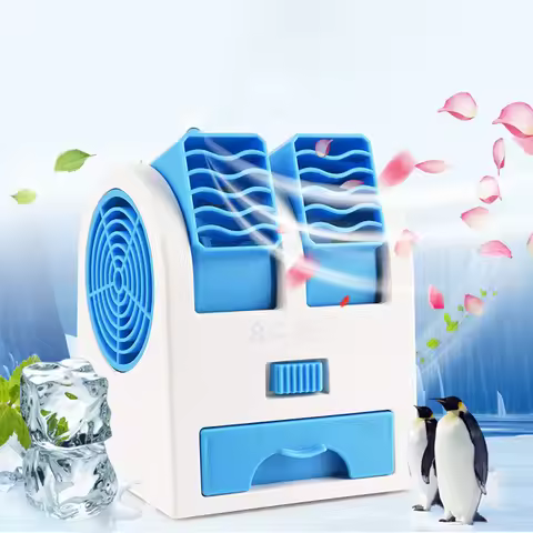 USB Mini Air Conditioner Portable Personal Cooling Fan Double Air Outlet Summer Desktop Air Cooler F