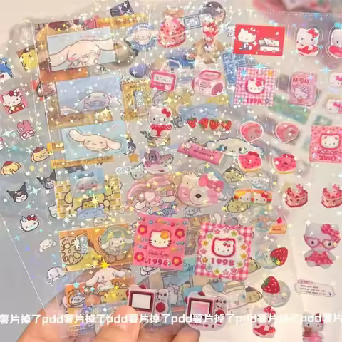 Anime Cartoon Decorative Film Stickers, High Beauty Duty Hello Kitty Series, Scrapbook & Account Mat