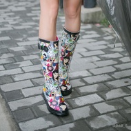 LP-6 NEW🧨QM Fashion Stocking Hand-Painted Cute Cartoon Doll Rubber Rain Rubber Boots Rain Shoes Shoe Cover High Quality