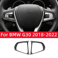 For BMW 5 Series G30 2018-2022 Accessories Carbon Fiber Interior Car Steering Wheel Buttons Decorati