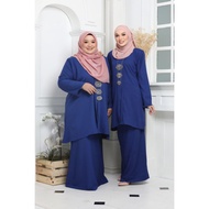 Baju Kurung Kebarung Royal Blue Ironless Saiz S - 5XL Plain Loose Plus Size Ready Stock Raya Sale Ba