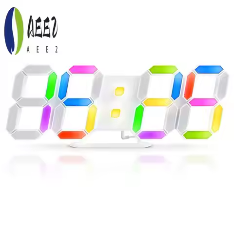 AEE2-3D LED Digital Wall Clock Rgb Clock Time Date Table Clock With App Control For Home Bedroom