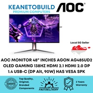 AOC MONITOR 48" INCH AGON AG485UD2 OLED 4K UHD GAMING 138HZ HDMI 2.1 HDMI 2.0 DP 1.4 USB-C (DP Alt, 