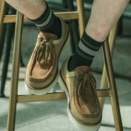 WALLABEE 低幫厚底袋鼠鞋 真皮長絨拼色休閒工裝靴