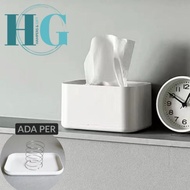 CALE White Tissue Box Container / White Box Organizer Tissue Refill With Spring Homeware