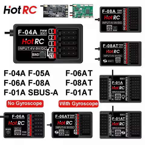 HotRC 2.4GHz 4/5/6/8/16 Channel Receiver F-04A F-05A F-06A F-08A F-01A SBUS-A with Gyro for CT-6A CT