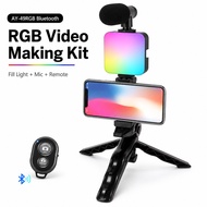 AY-49RGB Bluetooth Video Making Kit RGB Fill Light Phone Holder Mic Desktop Tripod Lampu Live