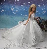 芭比娃娃高檔婚紗 新娘禮服大裙公主裙 晚禮服