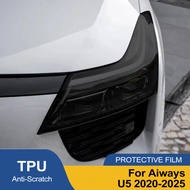 For Aiways U5 2020-2025 Smoke Black Car Headlight Protective Film TPU Anti-Scratch Vinyl Wrap Kit fo