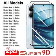 2 ชิ้น ฟิล์มกันรอยกระจกนิรภัยใสพิเศษ 9D เต็มจอ 2.5D ความแข็ง 9H, เหมาะสำหรับ Redmi Note 14/13 Pro Ma