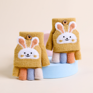 Găng tay nửa ngón giữ ấm cho bé từ 3-10 tuổi găng tay chụp ngón bao tay len cho bé hình thỏ kute Pam