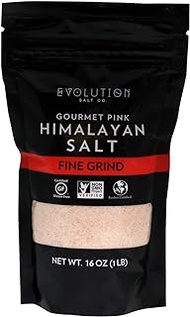 Evoltion Salt Co Gourmet Pink Himalayan Salt, Fine Grind, 16 Ounce (Pack of 6)