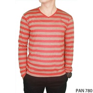 Men Long Sleeved Outfit Tshirts Striped Orange – PAN 780