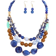Bocar 3 Layer Statement Chunky Beaded Necklace Fashion Costume Jewelry Set for Women Gifts (NK-10788