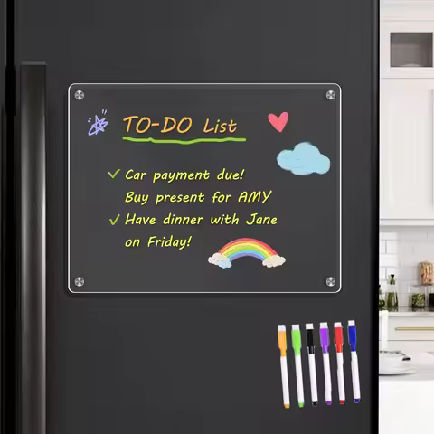 A3/A4 Clear Dry Erase Board White Acrylic Refrigerator Magnetic Whiteboard Fridge Calendar Hanging I