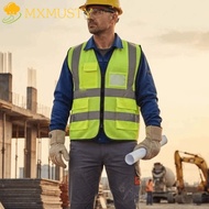 MXMUSTY Reflective Vest, High Visibility Warning Outdoor Safety Clothing, Airport with Pocket One Si