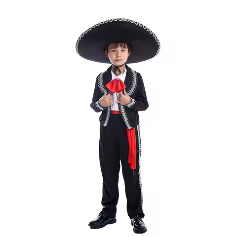 Mariachi Amigo Kids Costume Set - Cinco De Mayo Charro Outfit with Sleeveless Shirt, Jacket, Pants, 