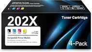 202X High Yield Toner Cartridge Set 4-Pack (BK/C/M/Y) with Chip Replacement for HP 202X CF500X CF501