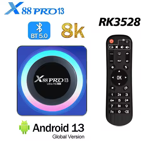 X88 PRO 13 Android 13.0 TV Box OTA Rockchip RK3528 4GB RAM 64GB ROM 8K 4K 3D HDR Wifi6 BT5.0 Set Top