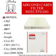 【💯ORIGINAL】HONDA AIRCOND CABIN FILTER (80292-TF0-G01)(80292-SDA-A01) CITY/ JAZZ/ CIVIC/ CRV/ CRZ/ HR