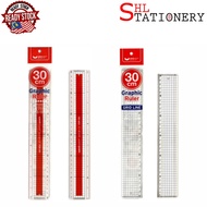 UNICORN 30cm Transparent Hard Body Graphic Ruler / Grid Line Graphic Ruler