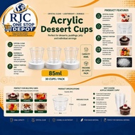 Acrylic Plastic Dessert Cup with Lid 30ml 50ml 60ml 85ml 200ml Cup | Parfait Cup | Party Dessert