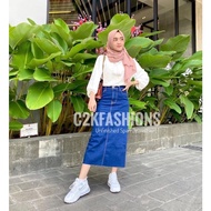 Unfinished 7/9 Jeans Span Skirt | Long Span Jeans Skirt | Jeans Span Skirt | Yuki Skirt