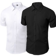 Summer Shirt for Men Daily Casual White Shirts Short Sleeve Button Down Slim Fit Male Social Blouse 4XL 5XL