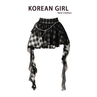 กระโปรงสั้นลายจุดสีดำสุดเท่ กระโปรงทรงเอเอวสูง ผ้าตาข่าย กระโปรงทรงฮอลลีวูดสุดแซ่บ กระโปรงสั้นผู้หญิ