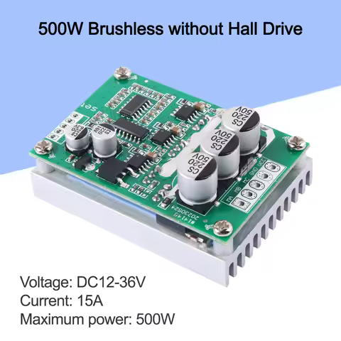 DC Brushless Motor Controller Hall BLDC Driver Board DC 12V to 36V 15A 500W Speed Control High Power