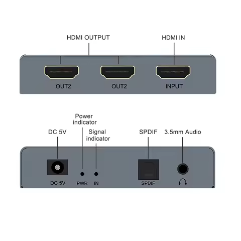 Wiistar HDMI Audio Extractor Splitter HDMI to 2 HDMI Spliiter 4K60Hz HDMI to HDMI Optica SPDIF + 3.5
