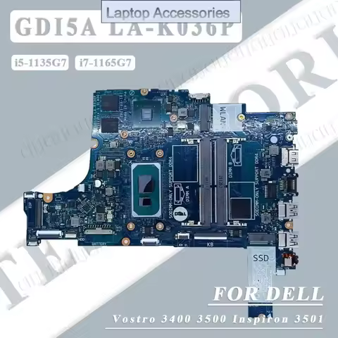 F Laptop Motherboard For Dell Vostro 3400 3500 Inspiron 3501 With i5/i7-11th Gen CPU RAM 2GB N17S-G3